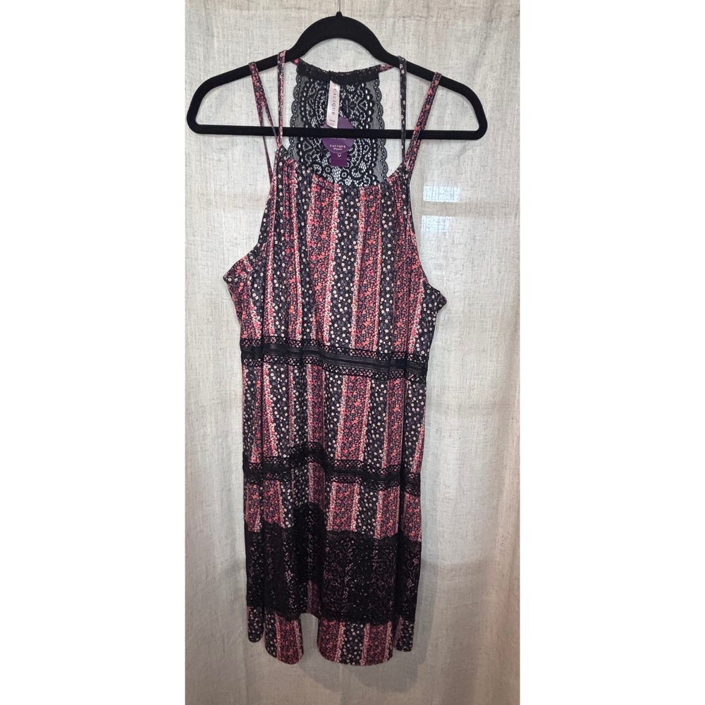 Cacique Floral Lace Racerback Chemise‎ Nightgown 14/16 Built-in Bra NWT 1046109
